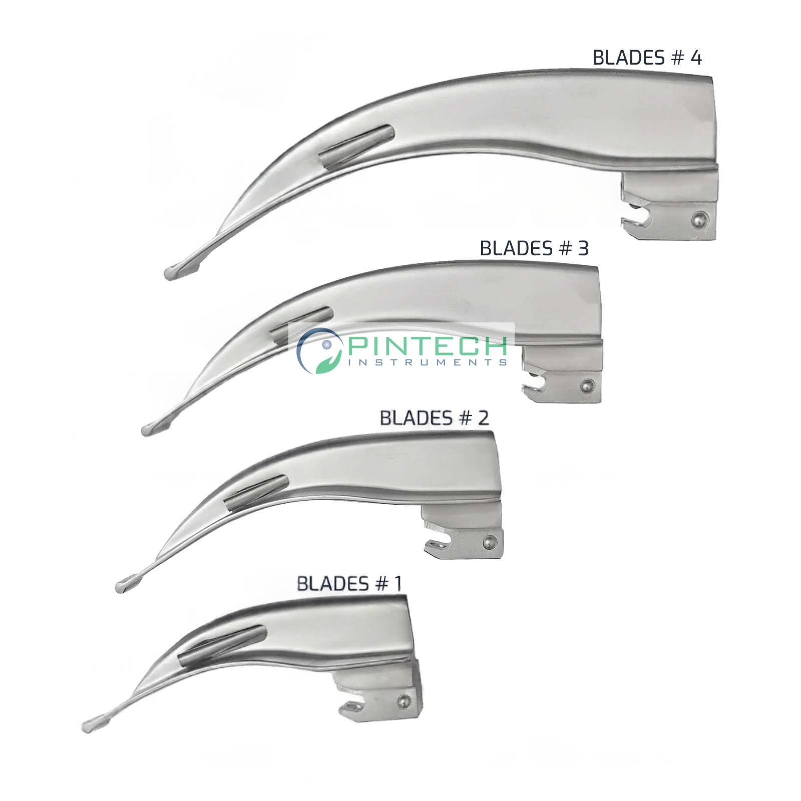 4 Pcs Macintosh Fiber-Optic Laryngoscope Blades #1-#4 - Airway Intubation Instrument Sialkot Pakistan