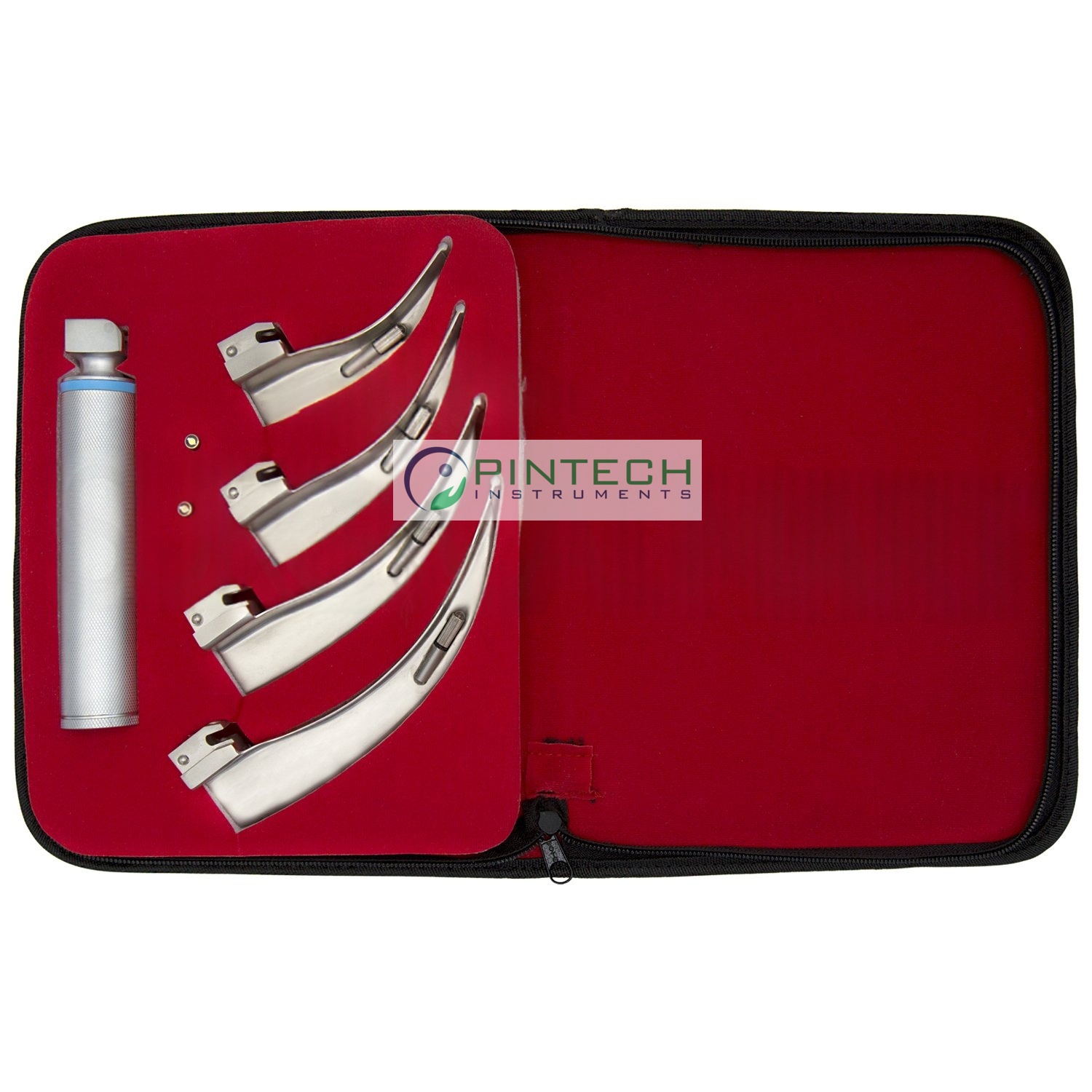 Macintosh Laryngoscope Set - 4 Blades with Standard Handle - Anesthesia Airway Kit Art No PTI-LAR-168 — Surgical Instruments detail view