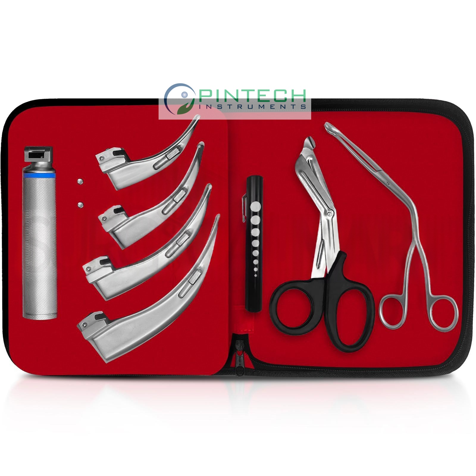 8 Pcs Macintosh Laryngoscope Set with Spare Bulbs and Zipper Case for Laryngoscope Maintenance Art No PTI-LAR-160 — Surgical Instruments detail view