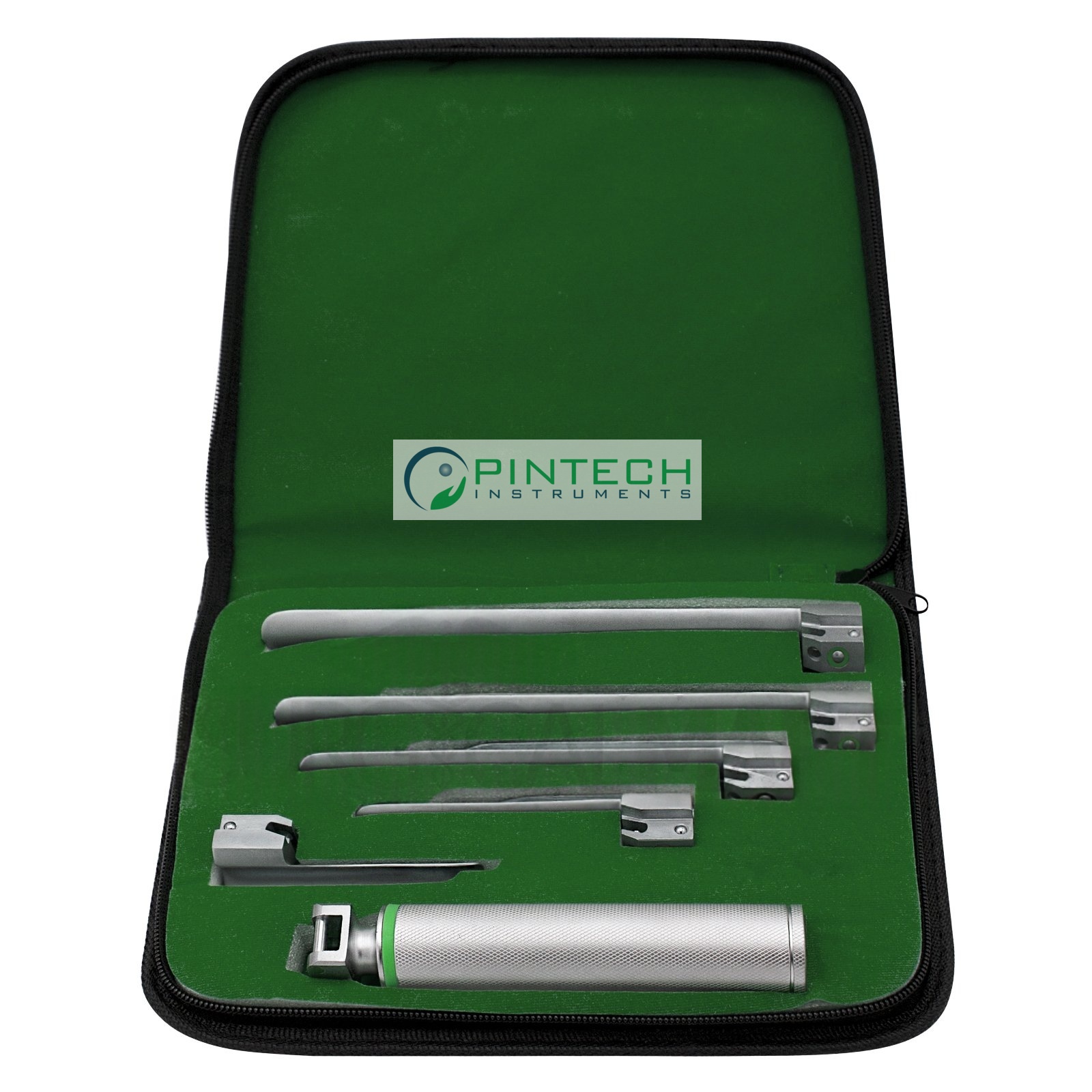 Miller Fiber-Optic Laryngoscope Set with Handle and Carrying Case - Anesthesia Airway Kit Art No PTI-LAR-159 — Surgical Instruments detail view