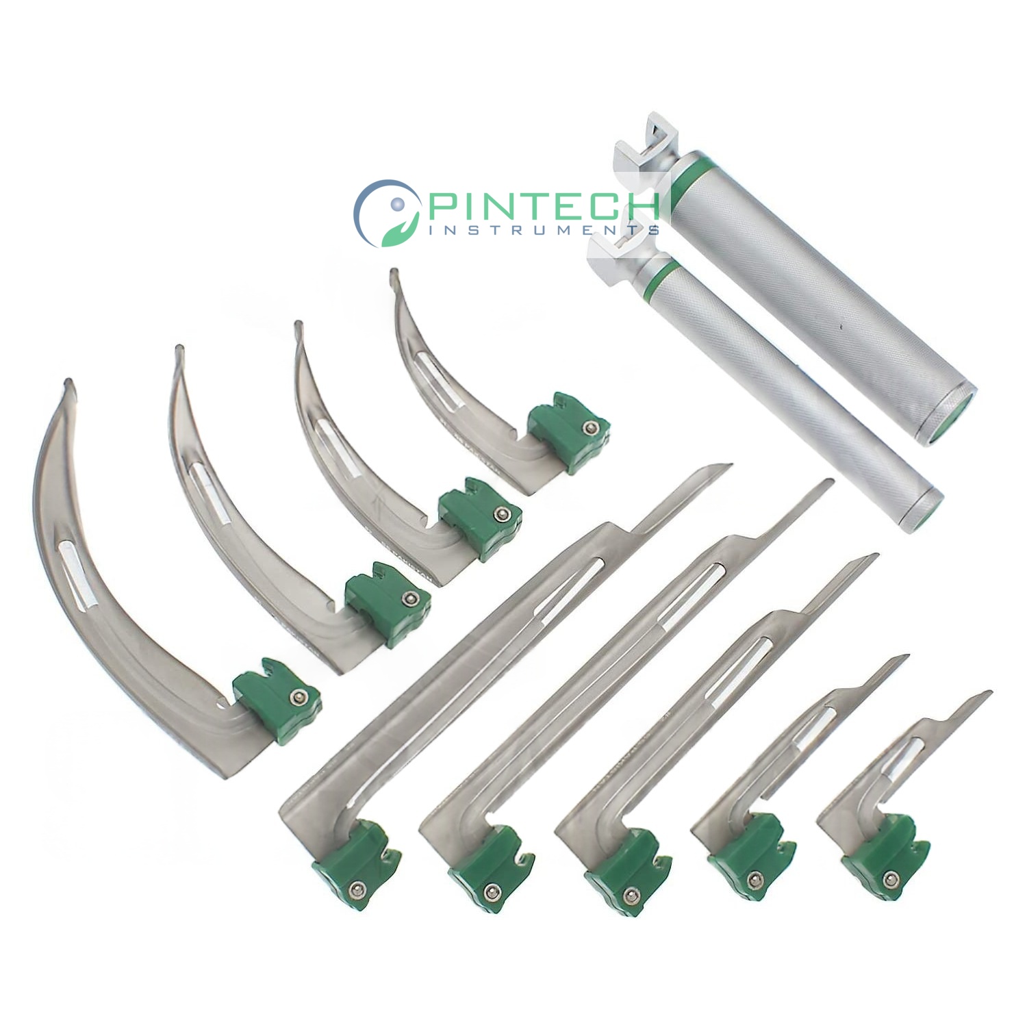11 Pcs Fiber-Optic Macintosh and Miller Disposable Laryngoscope Set - Anesthesia Airway Kit Art No PTI-LAR-156 — Surgical Instruments detail view