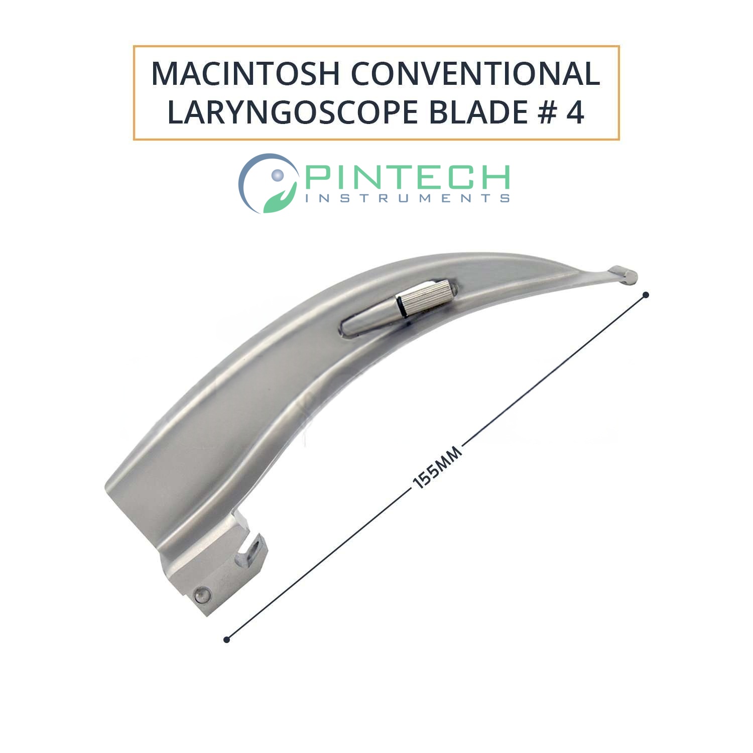 Macintosh Conventional Blade #4 with Medium Laryngoscope Handle - Airway Intubation Instrument Art No PTI-LAR-146 — Surgical Instruments detail view