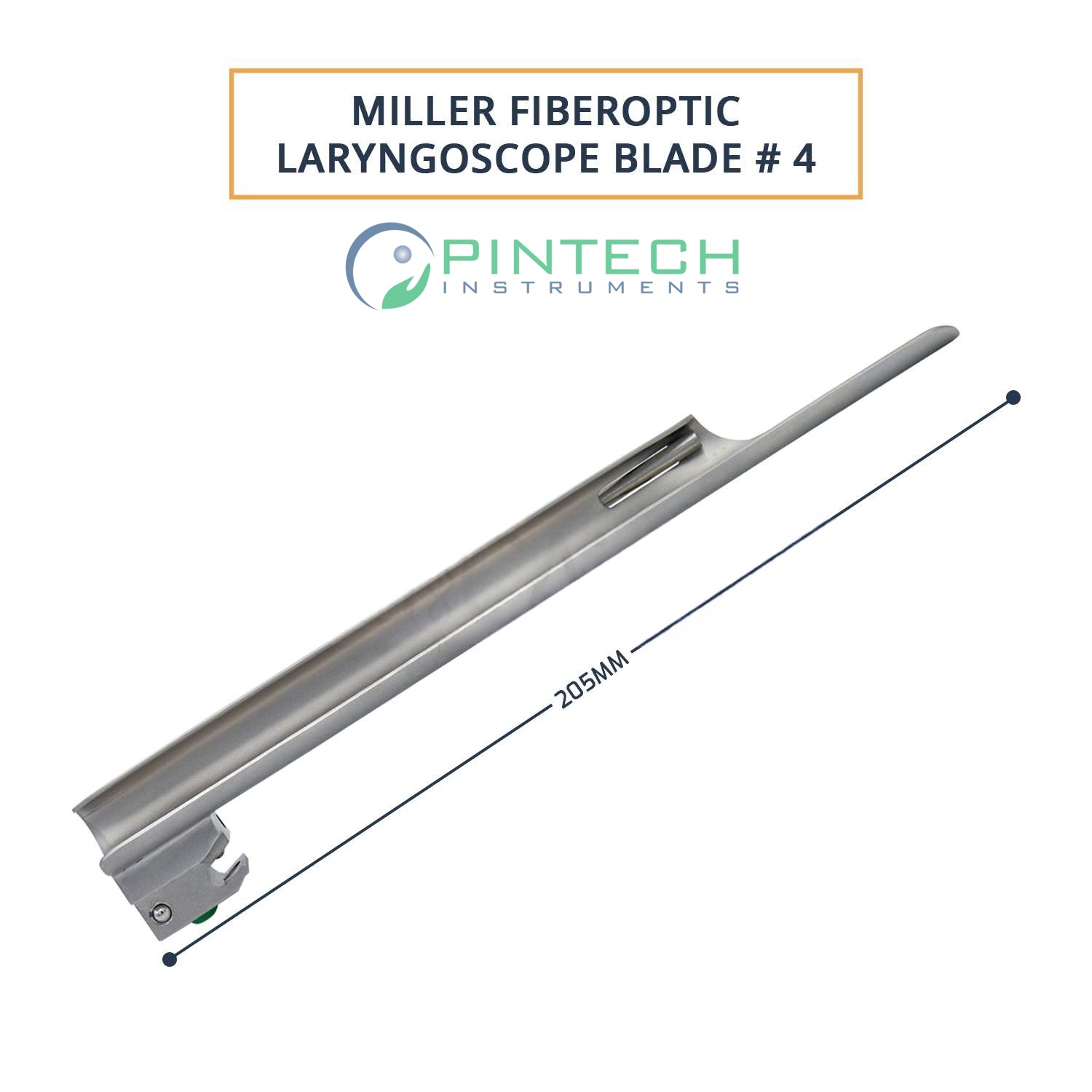 Miller Fiber-Optic Laryngoscope Blade #4 - Airway Intubation Instrument Art No PTI-LAR-136 — Surgical Instruments detail view