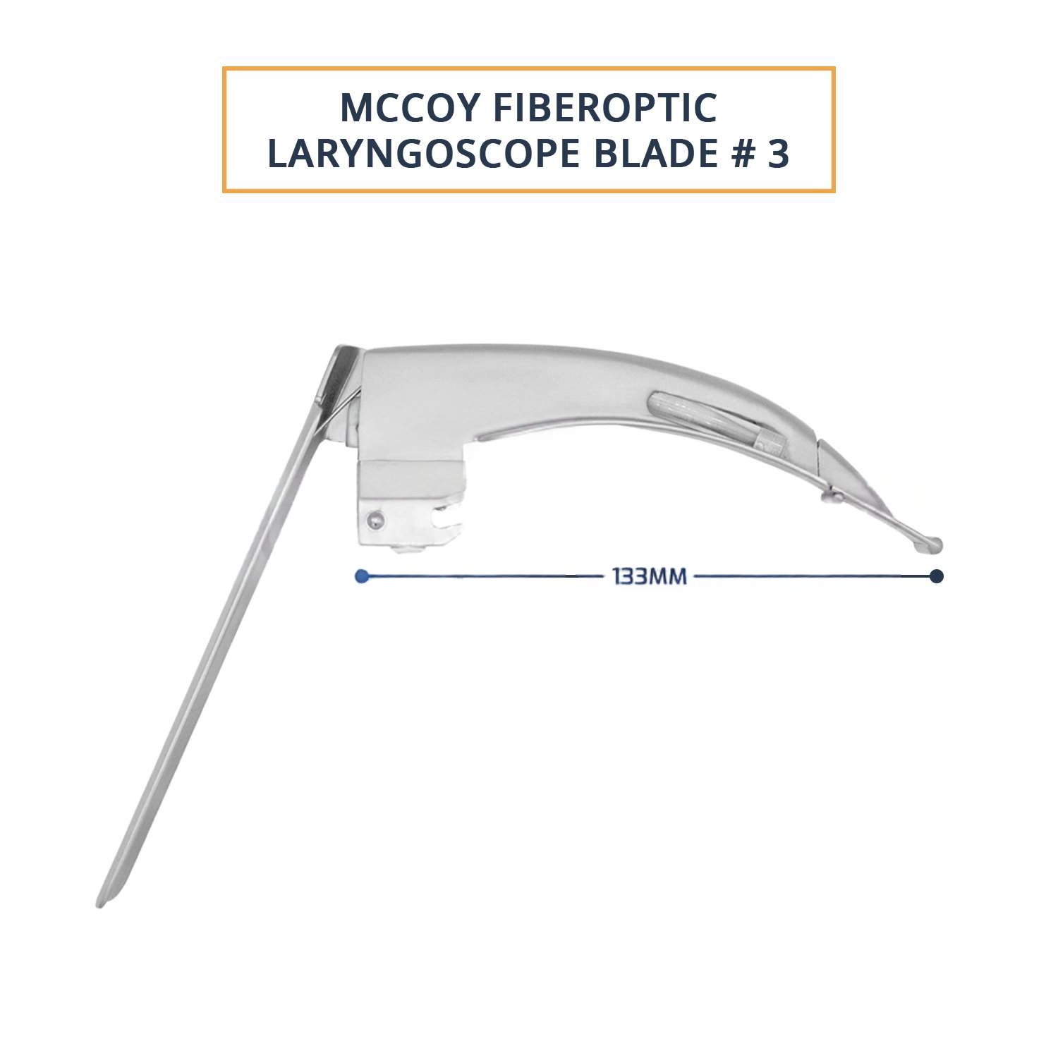 McCoy Fiber-Optic Laryngoscope Blade #3 with Medium Handle - Airway Intubation Instrument Art No PTI-LAR-106 — Surgical Instruments detail view