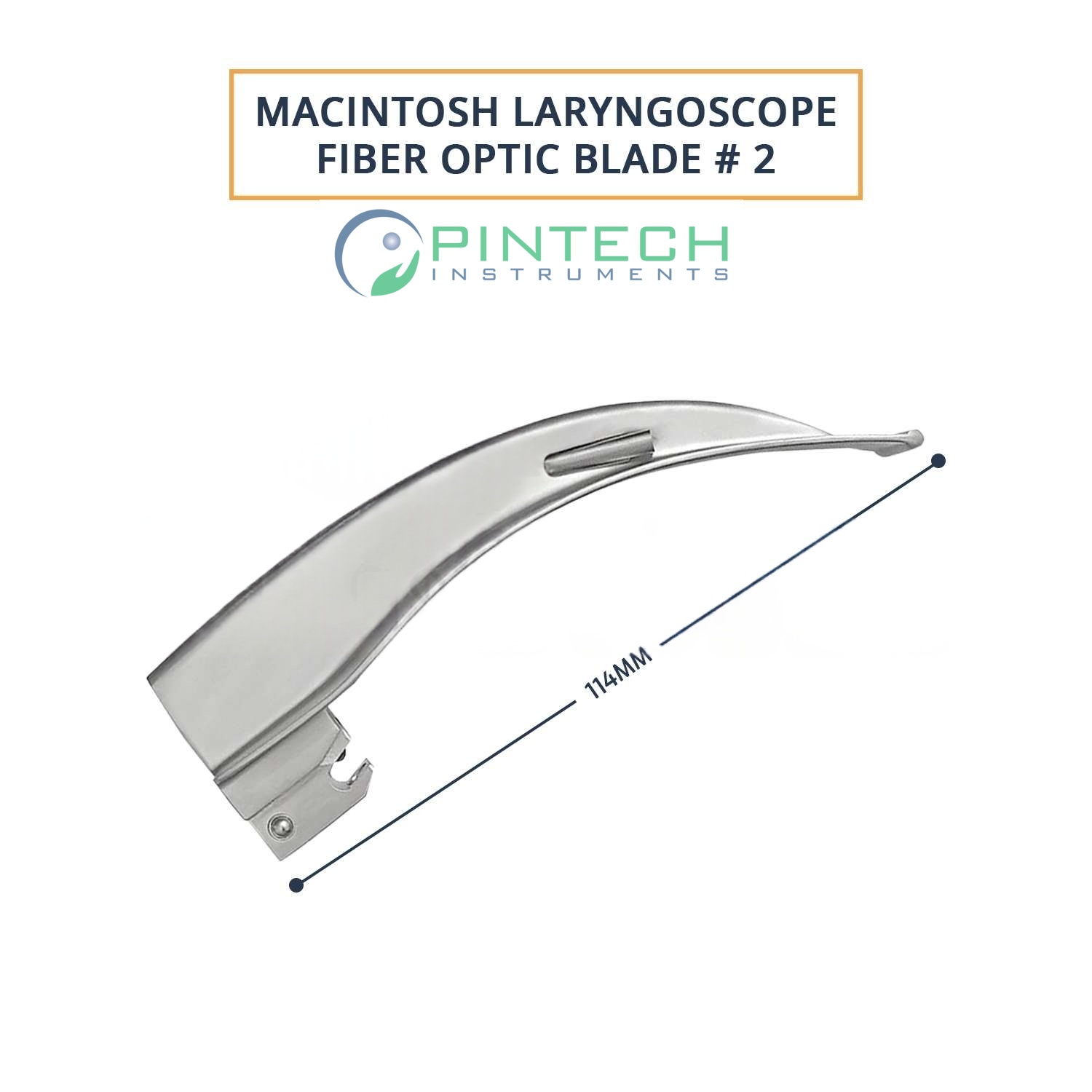 Macintosh Fiber-Optic Blade #3 with Medium Laryngoscope Handle - Airway Intubation Instrument Art No PTI-LAR-113 — Surgical Instruments detail view