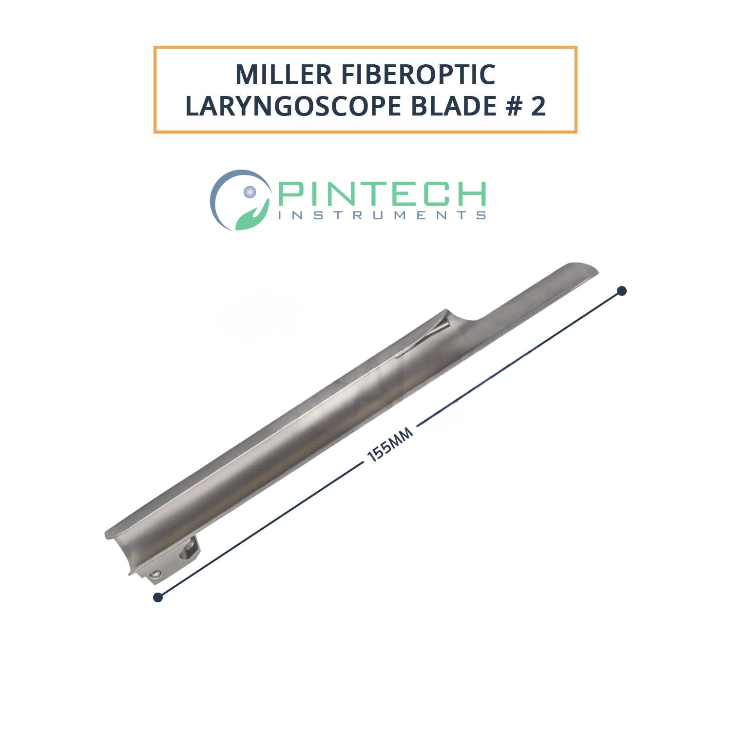 Miller Fiber-Optic Blade #2 with Medium Laryngoscope Handle - Airway Intubation Instrument Art No PTI-LAR-125 — Surgical Instruments detail view
